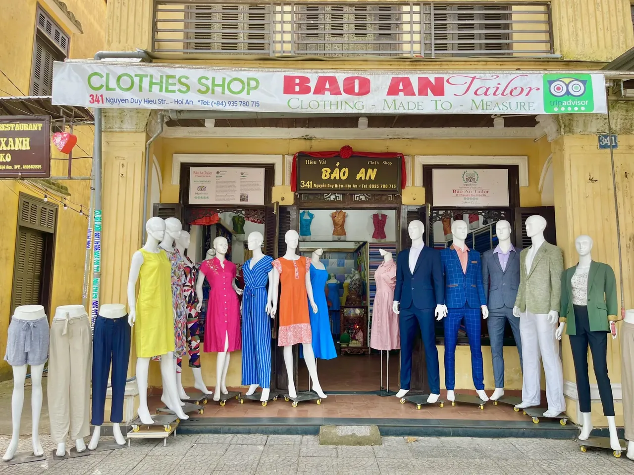 Authentic storefront of Bao An Tailor at 341 Nguyen Duy Hieu in Hoi An