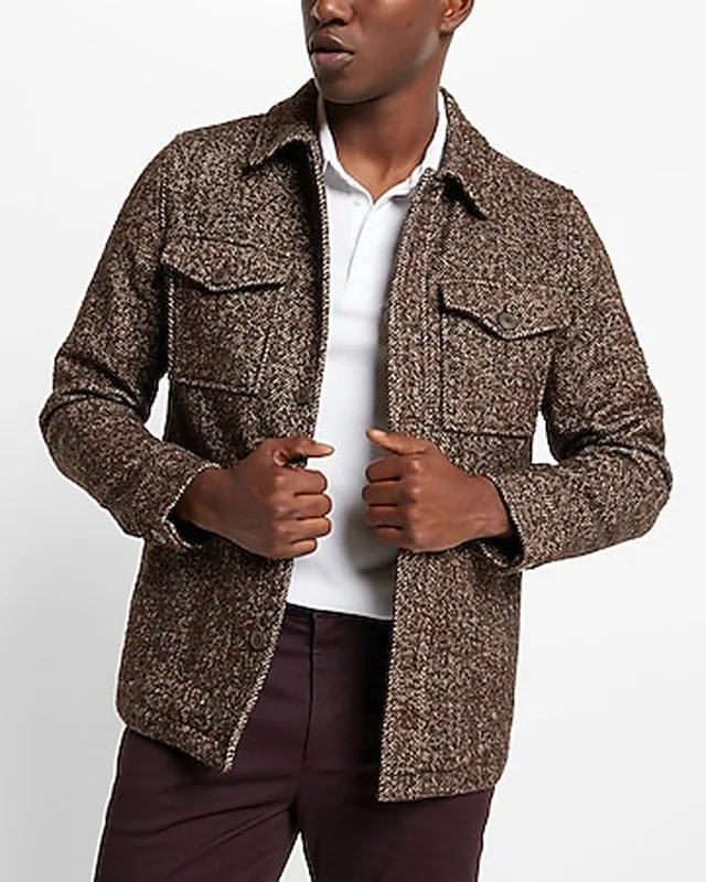Brown Textured Casual Jacket — Bao An Tailor style