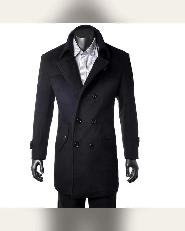 Black Single-Breasted Overcoat — Bao An Tailor style