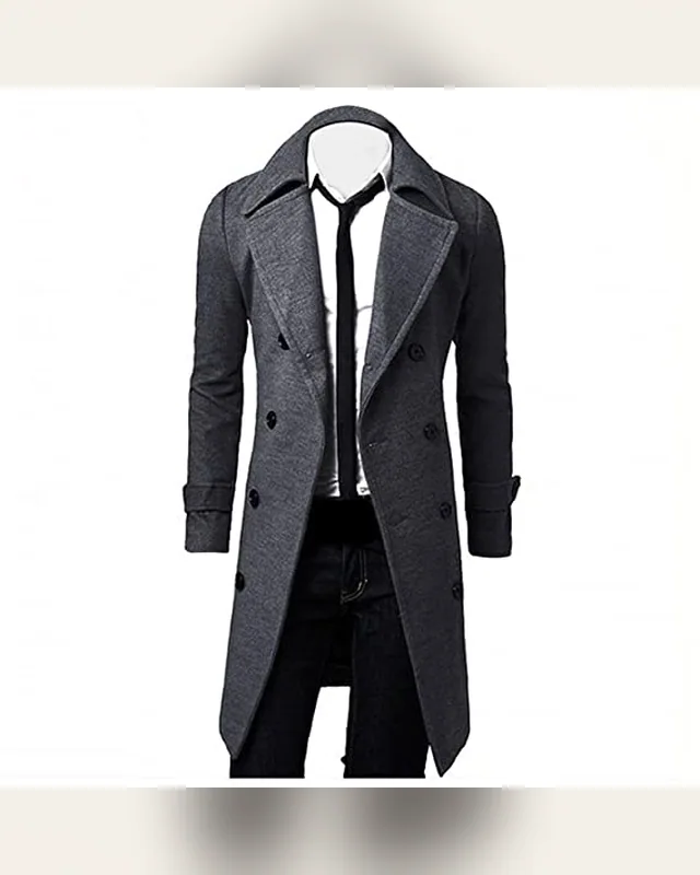 Charcoal Long Tailored Coat — Bao An Tailor style