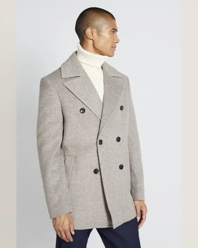 Light Grey Double-Breasted Jacket — Bao An Tailor style