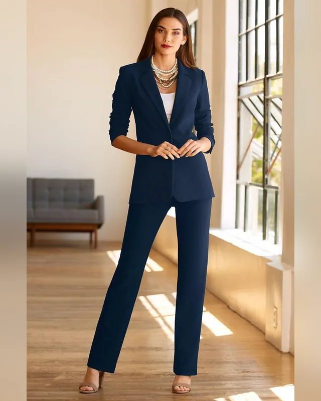 Navy Women’s Trouser Suit — Bao An Tailor style