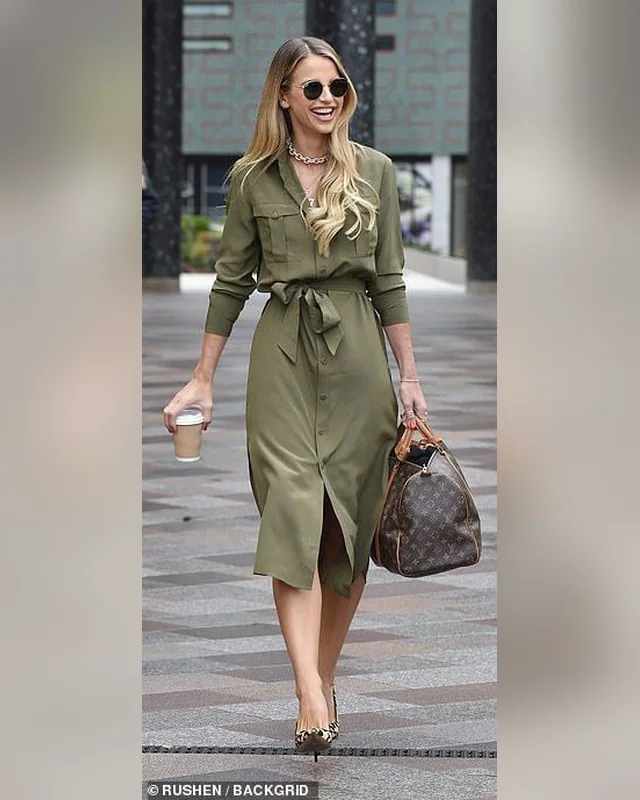 Olive Belted Shirt Dress — Bao An Tailor style