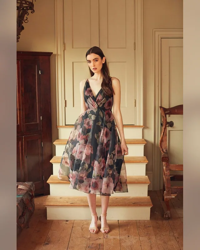 Floral Print Midi Dress — Bao An Tailor style